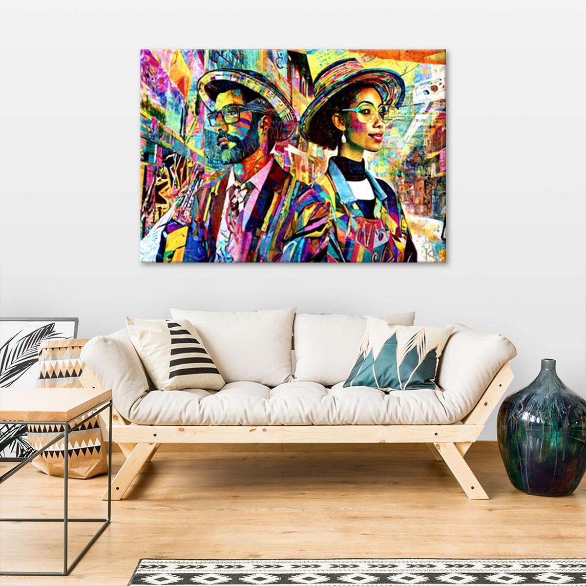 LEINWANDBILD Frau und Mann Abstraktion 120x80cm - Lila, Textil (120/80cm) - Feeby