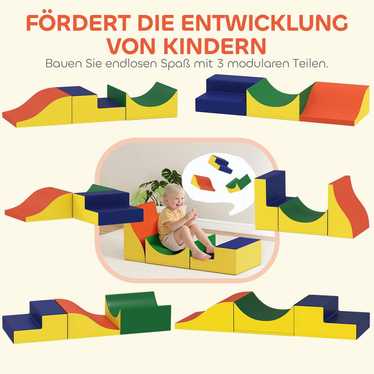 SCHAUMSTOFF Bausteine Kinder 3 Stück Klettern Riesenbausteine Gelb - Gelb, Kunststoff (45.7/141cm) - AIYAPLAY