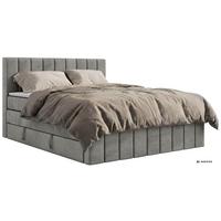 BOXSPRINGBETT ALVER KING DUO 200/200 - Hellgrau Velvet - Topper T25 - H3 - Hellgrau/Schwarz, Kunststoff/Textil (200/200cm) - MKS