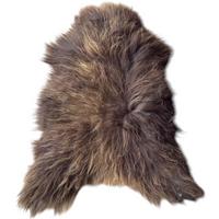 SCHAFFELL Ganzes Island Lammfell Langhaarig Dunkelbraun/Goldbraune Spitzen 100–120 cm - Dunkelbraun/Goldfarben, Fell (70/120cm)