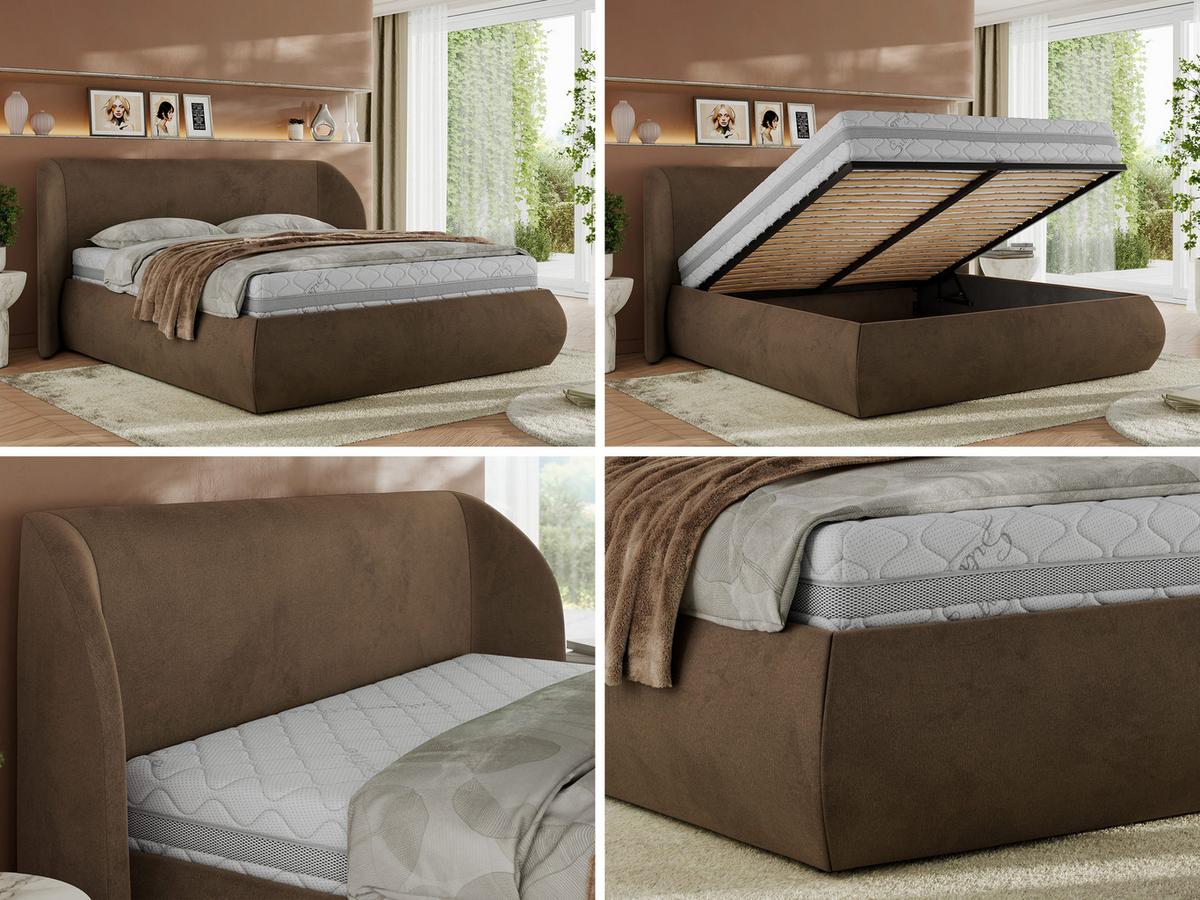 POLSTERBETT CAELA CLASSIC 140/200 - Braun Velvet - Multipocket-Matratze - Braun, Textil (140/200cm) - MKS