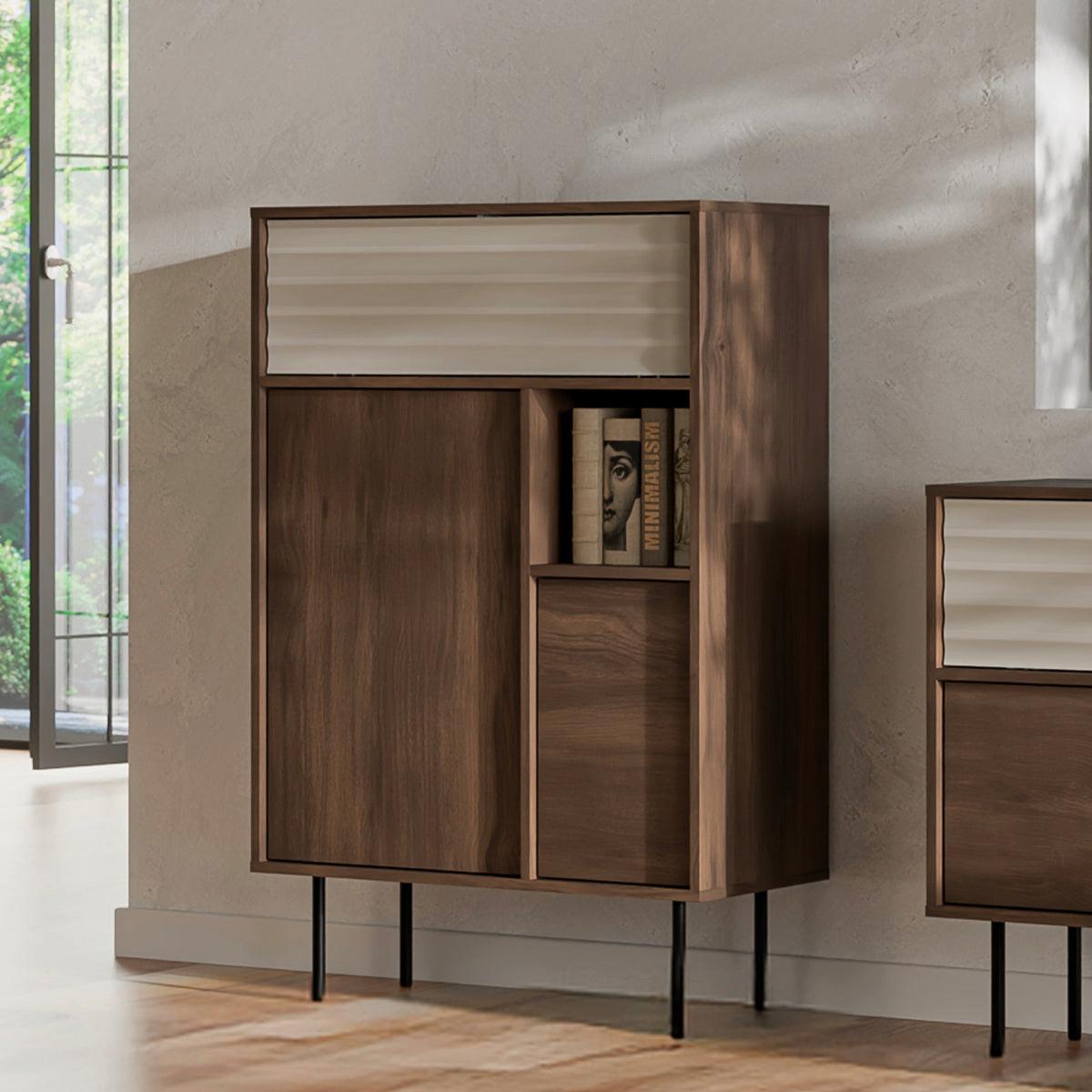 SIDEBOARD Astra Dunkles Holz und Kaschmir - Braun, Holzwerkstoff (76.6/120/40cm) - Petits-meubles