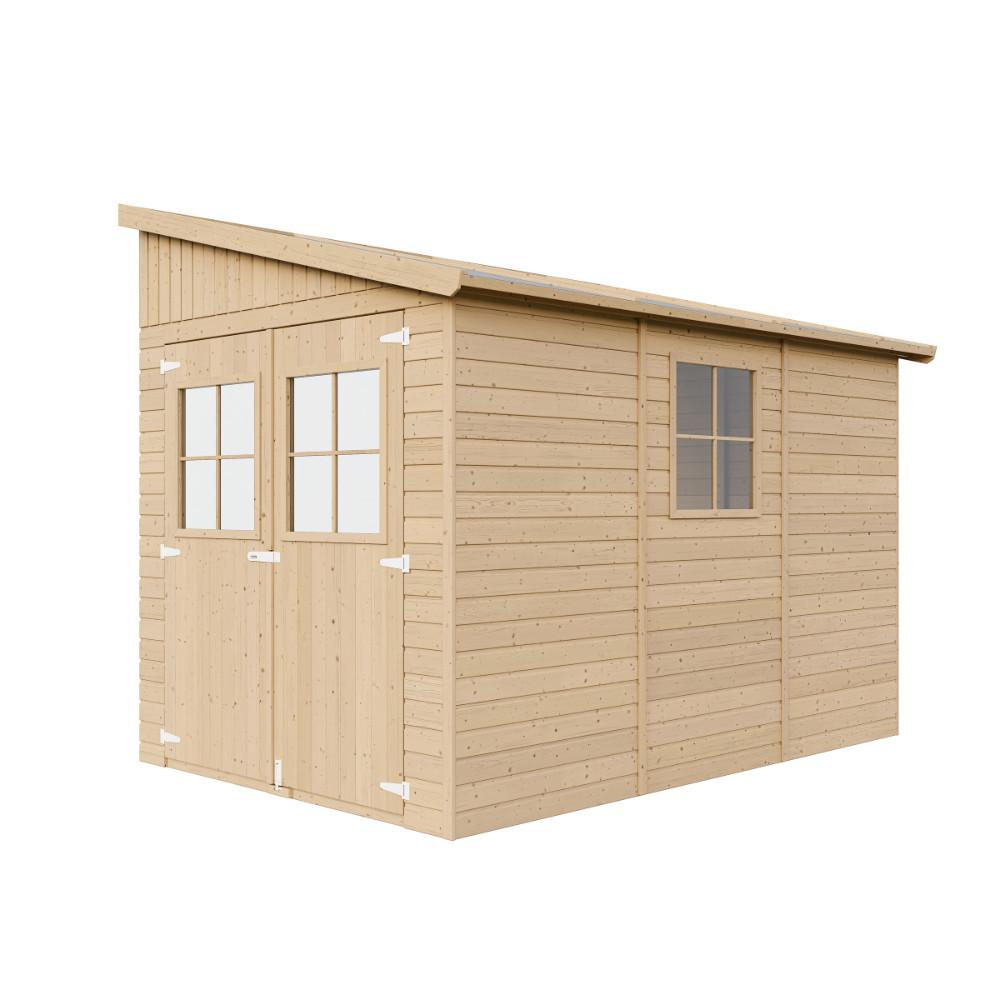 HOLZ-GARTENHAUS (ohne Seitenwand) MIT IMPRÄGNIERTEM BODEN - H244x211x318 cm/6,02 m2 - M339+M339G - Beige, Holz (216/249/297cm) - Timbela