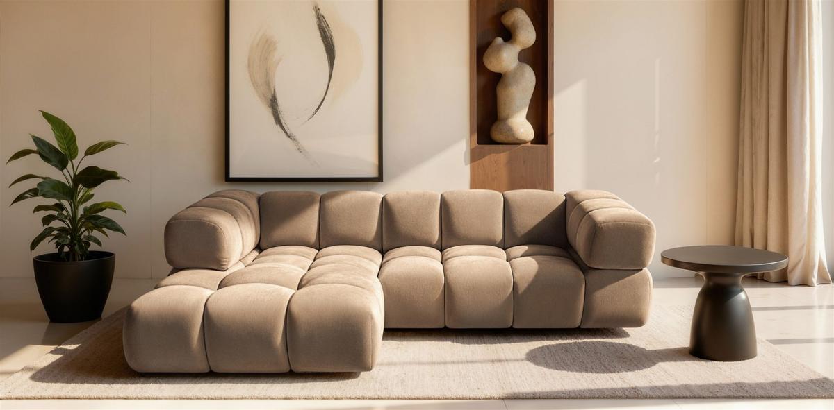 ECKSOFA Blanche In Bluvel - Braun, Holzwerkstoff/Textil (280/150cm) - Fun Möbel