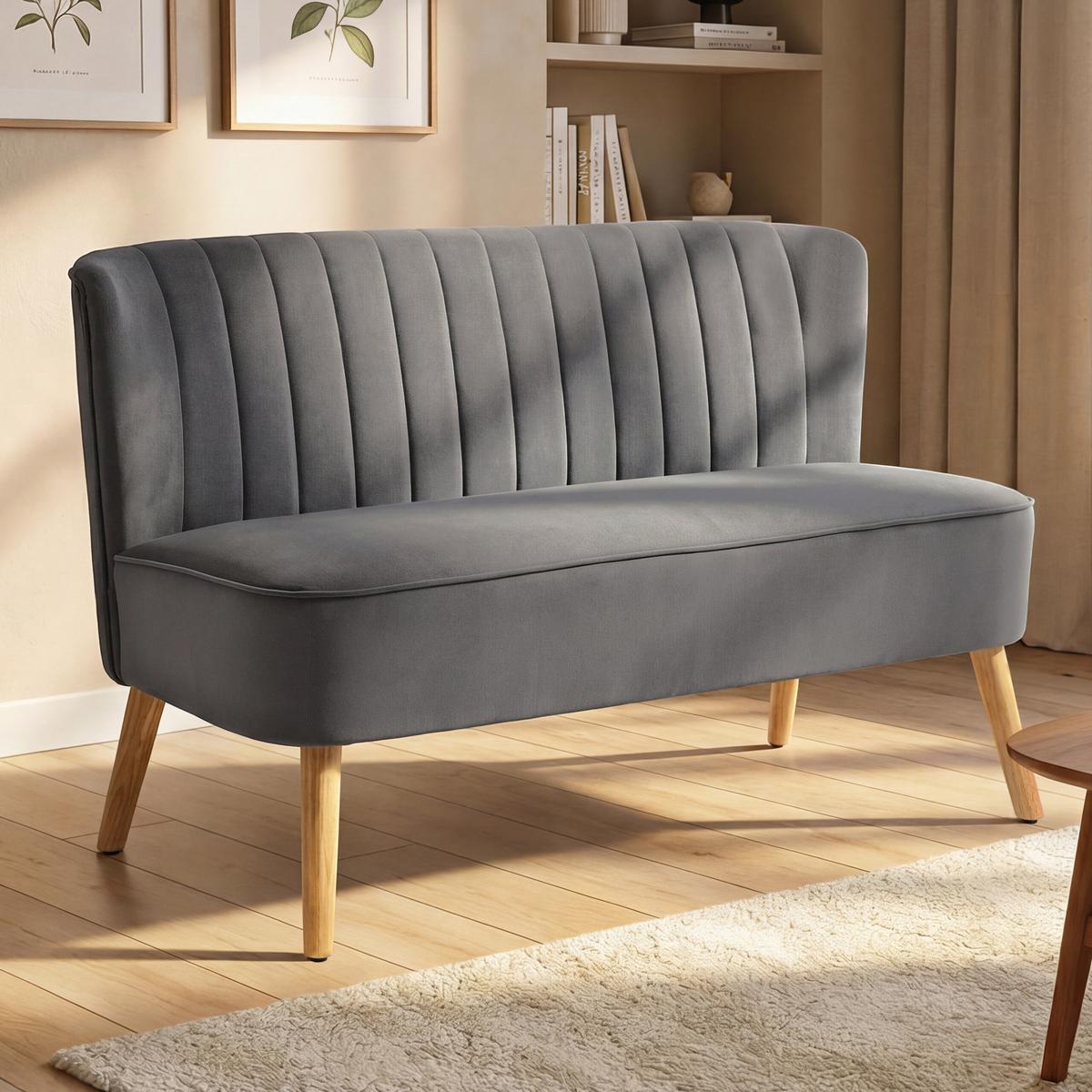 SOFA Polyester Dunkelgrau - Dunkelgrau/Grau, Holz/Textil (56.5/77/117cm) - HOMCOM