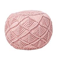 POUF rosa im Makramee-Stil, 40/40/35 cm - Rosa, Textil (40/35/40cm) - Homescapes