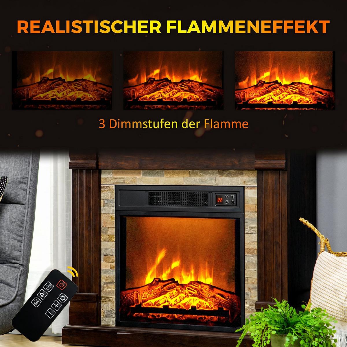 ELEKTROKAMIN Metall Kaffee-Braun - Braun, Holzwerkstoff (21.6/67.8/80cm) - HOMCOM