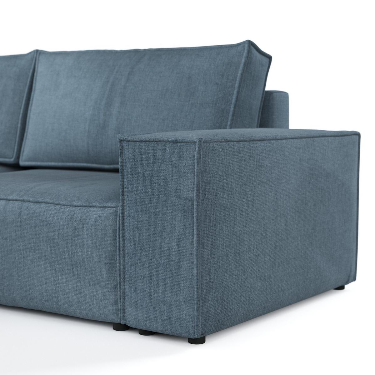 ECKSOFA CAVO mit Schlaffunktion Blau im Wind Stoff - Blau/Schwarz, Holz/Holzwerkstoff (255/148cm) - AltaBeds