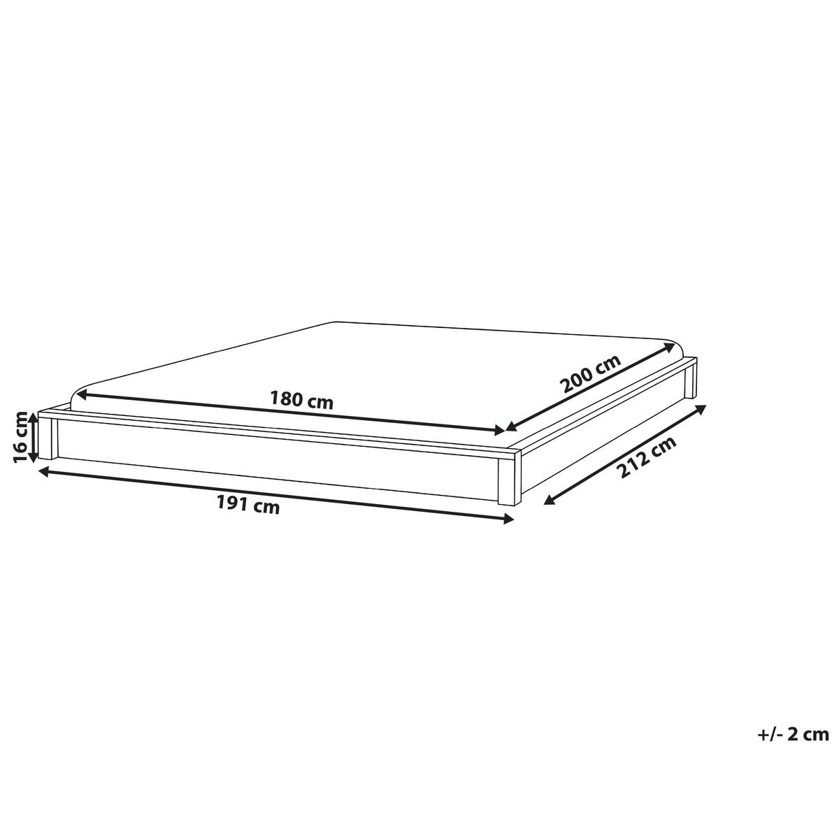 BETT ohne Kopfteil 180/200 cm Gummibaumholz Hellbraun Antras - Hellbraun, Holz (180/200cm) - Beliani