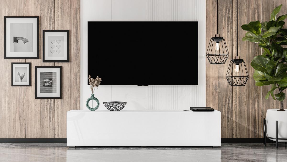 LOWBOARD ZIVOLLI 160 Weiß 160/36,5/32 cm – Hängend und Stehend - Weiß, Holzwerkstoff/Kunststoff (160/36.5/32cm) - AX Living