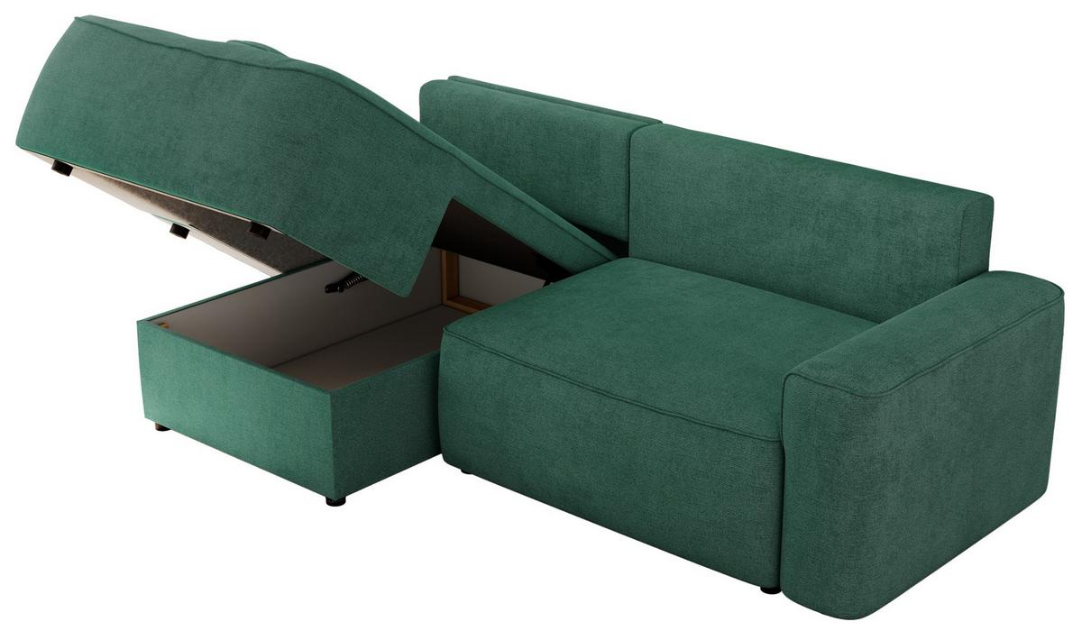 ECKSOFA BELLUNO L Grün Strukture - Links - Schwarz/Grün, Textil (144/233cm) - MKS