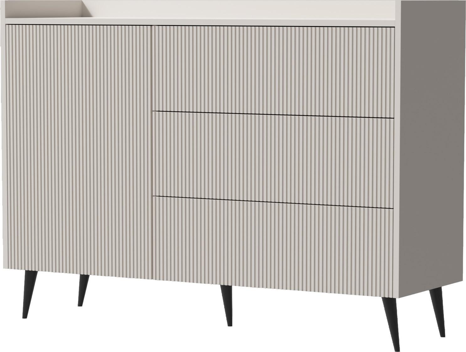 KOMMODE Arysa in Beige Kaschmir 92/126/41 cm - Kaschmir/Beige, Holzwerkstoff/Metall (126/92/41cm) - WFL GROUP