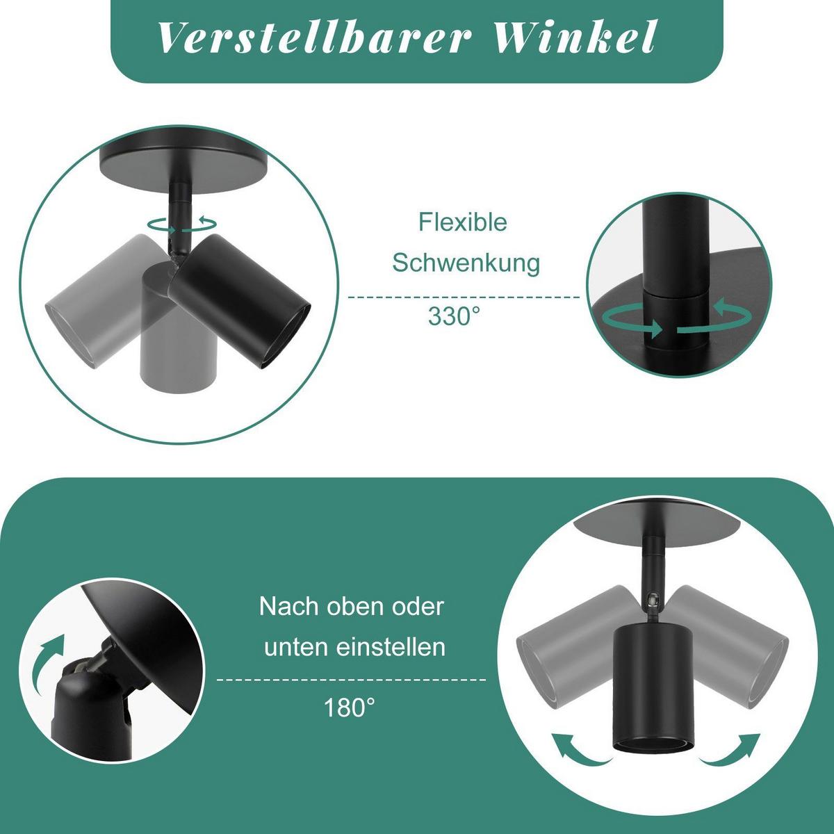 DECKENSTRAHLER Laser 1-flammig 9/9/14 cm - Schwarz, Metall (9/9/14cm) - Nettlife