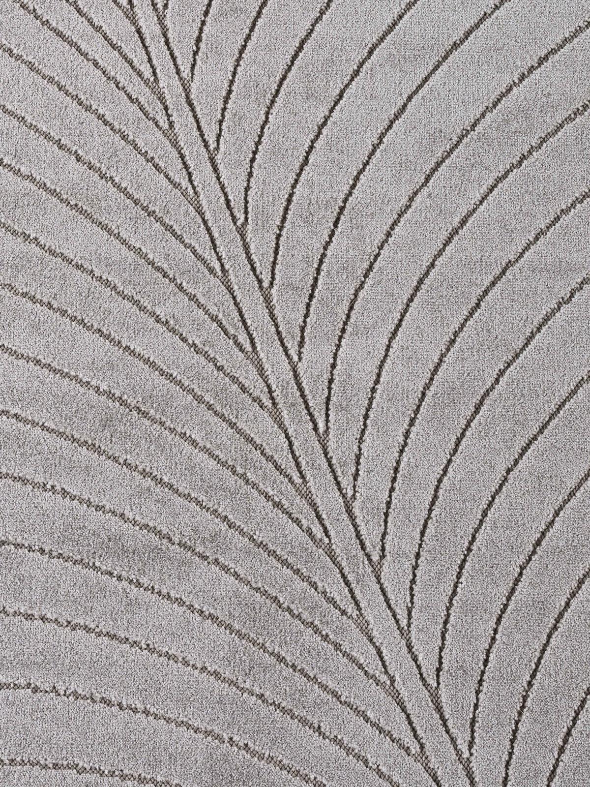 TEPPICH Outdoor, Fußbodenheizung-geeignet, mit Blattmotiv, aus Polypropylen, ENGADIN in Silbergrau, Ø 120 cm - Grau, Textil (120/120cm) - KADIMA DESIGN