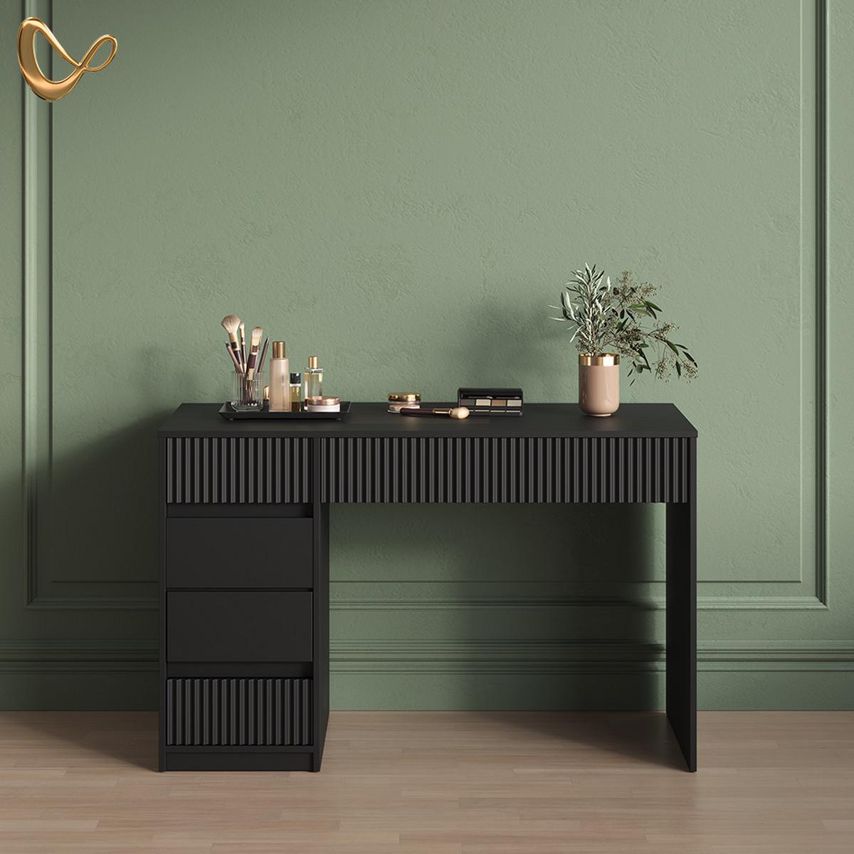 SCHMINKTISCH Allia Schwarz ohne Spiegel - Schwarz, Holzwerkstoff (55/120/76cm) - Livinity®