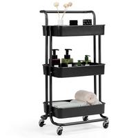 STORAGE TROLLEY Schwarz - Schwarz, Metall (42/87/35cm) - COSTWAY