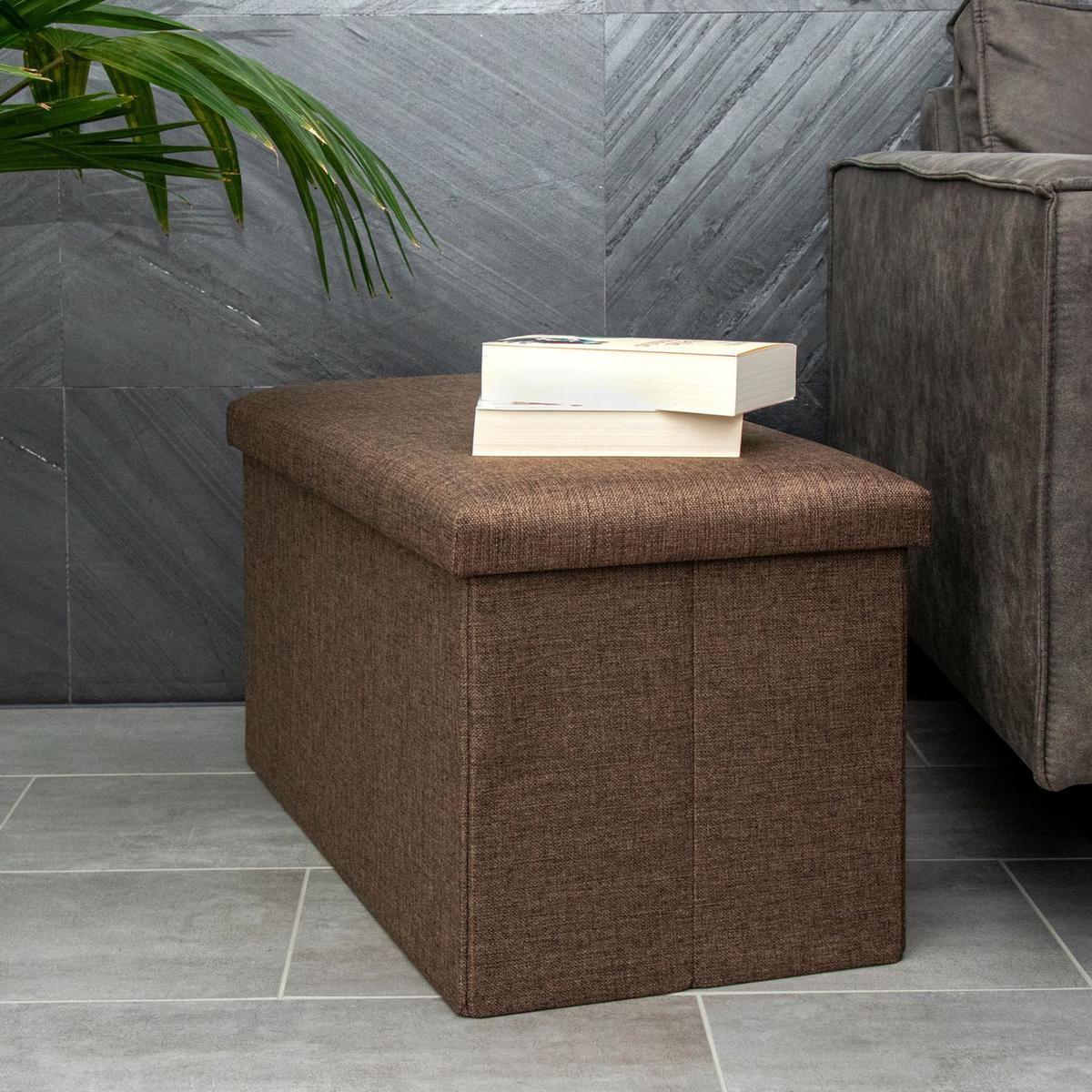 SITZBANK Faltbar in Leinen Optik 78/38/38 cm (Braun) - Braun, Textil (78/38/38cm) - Intirilife