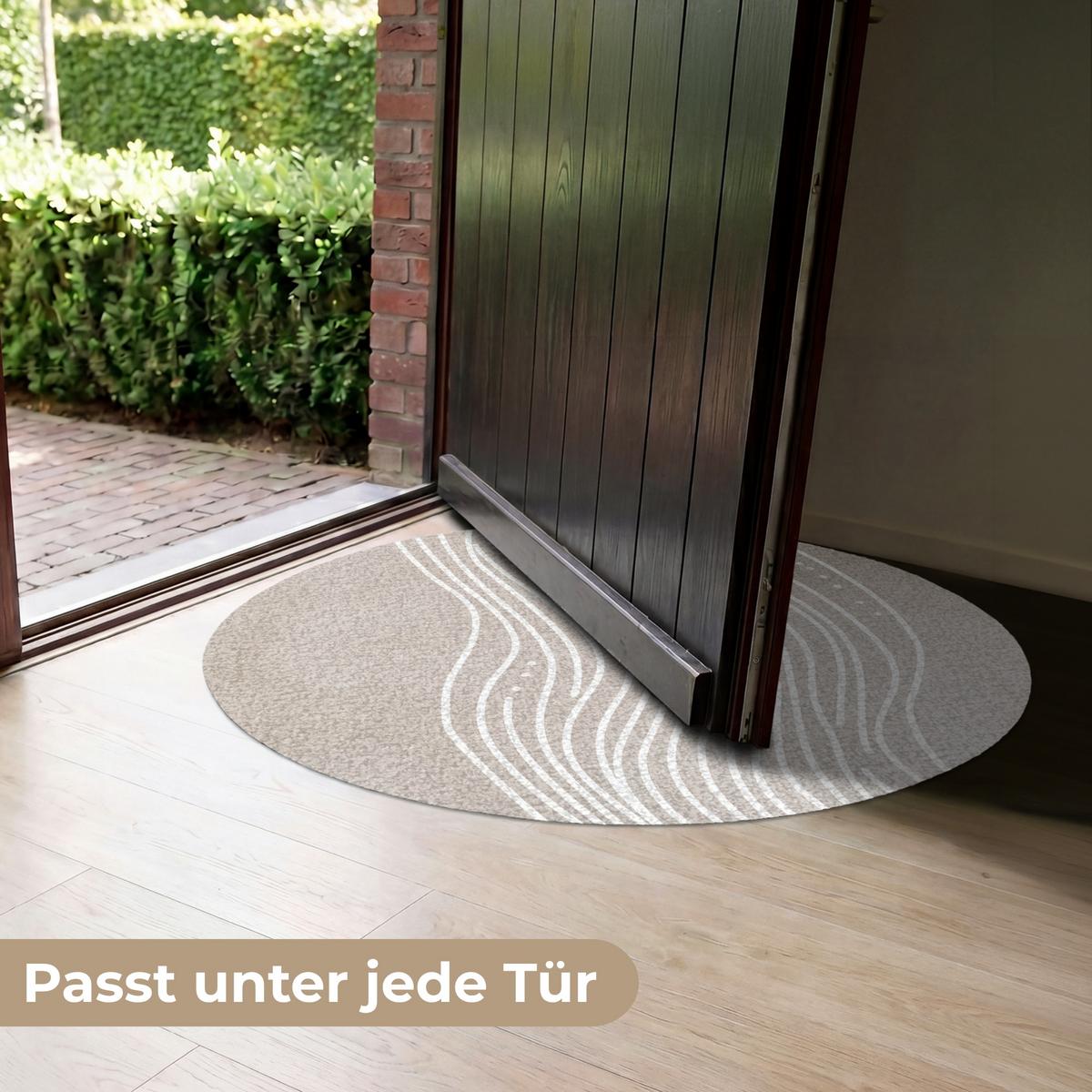 FUSSMATTE Wellenlinien - Fließend - Sandfarben Fußabtreter 90x90 cm - Beige, Kunststoff (90/0.4cm) - MuchoWow