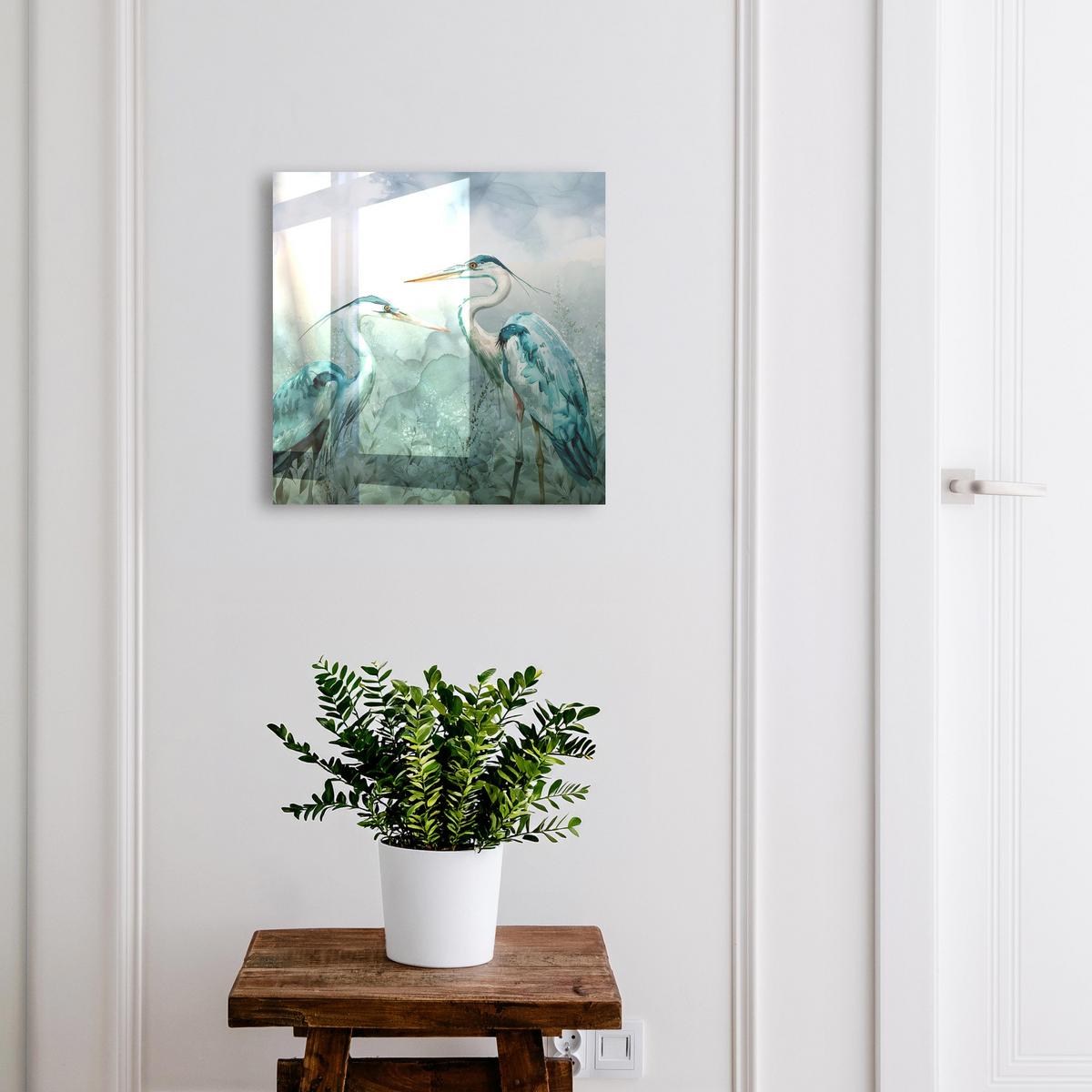 SCHLÜSSELBOX Weiß 30x30 cm – Türöffnung nach rechts - Wasserreiher - Grün, Metall (30/30/5cm) - TULUP