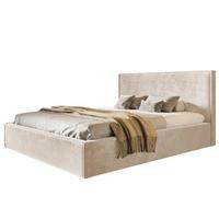 BETT 90x200 - Polsterbett mit Bettkasten und Metallrahmen - Modern Betten - Amor-Samtstoff - Kollektion Milano - Beige - Beige, Holz/Textil (90/200cm) - Alpi-Möbel