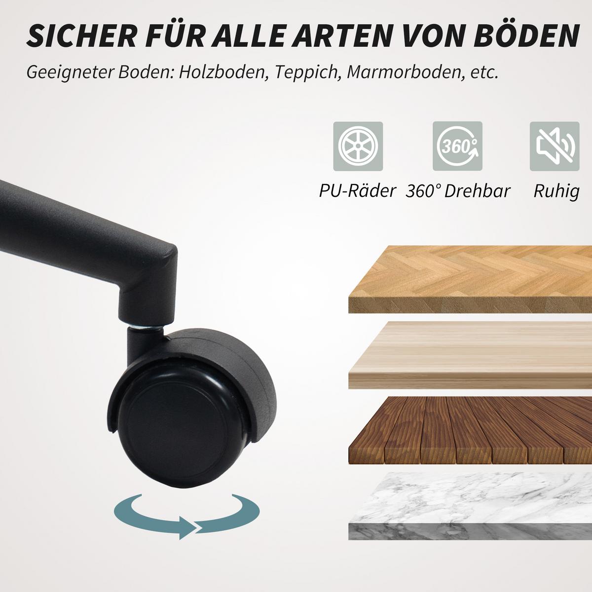 SCHREIBTISCHSTUHL Homeoffice Stuhl mit Leinenoptik Gewölbter Rückenlehne Creme - Creme/Schwarz, Textil/Metall (59/85/65cm) - HOMCOM