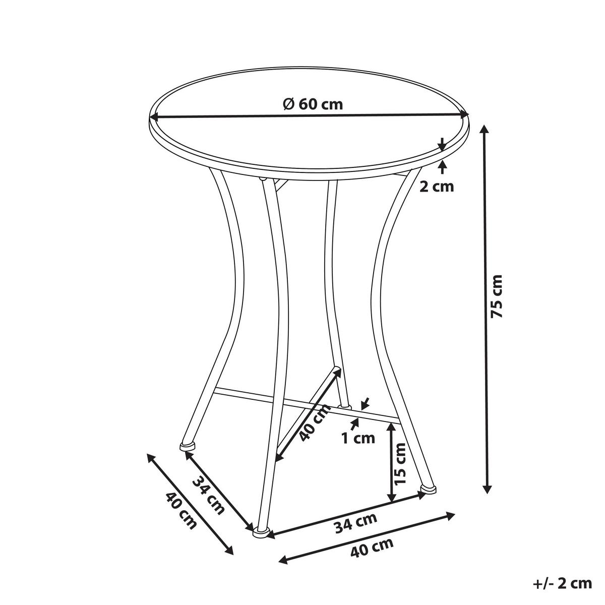 BISTROTISCH 60/60 cm Metall Schwarz Collio - Weiß, Metall (60/60/75cm) - Beliani