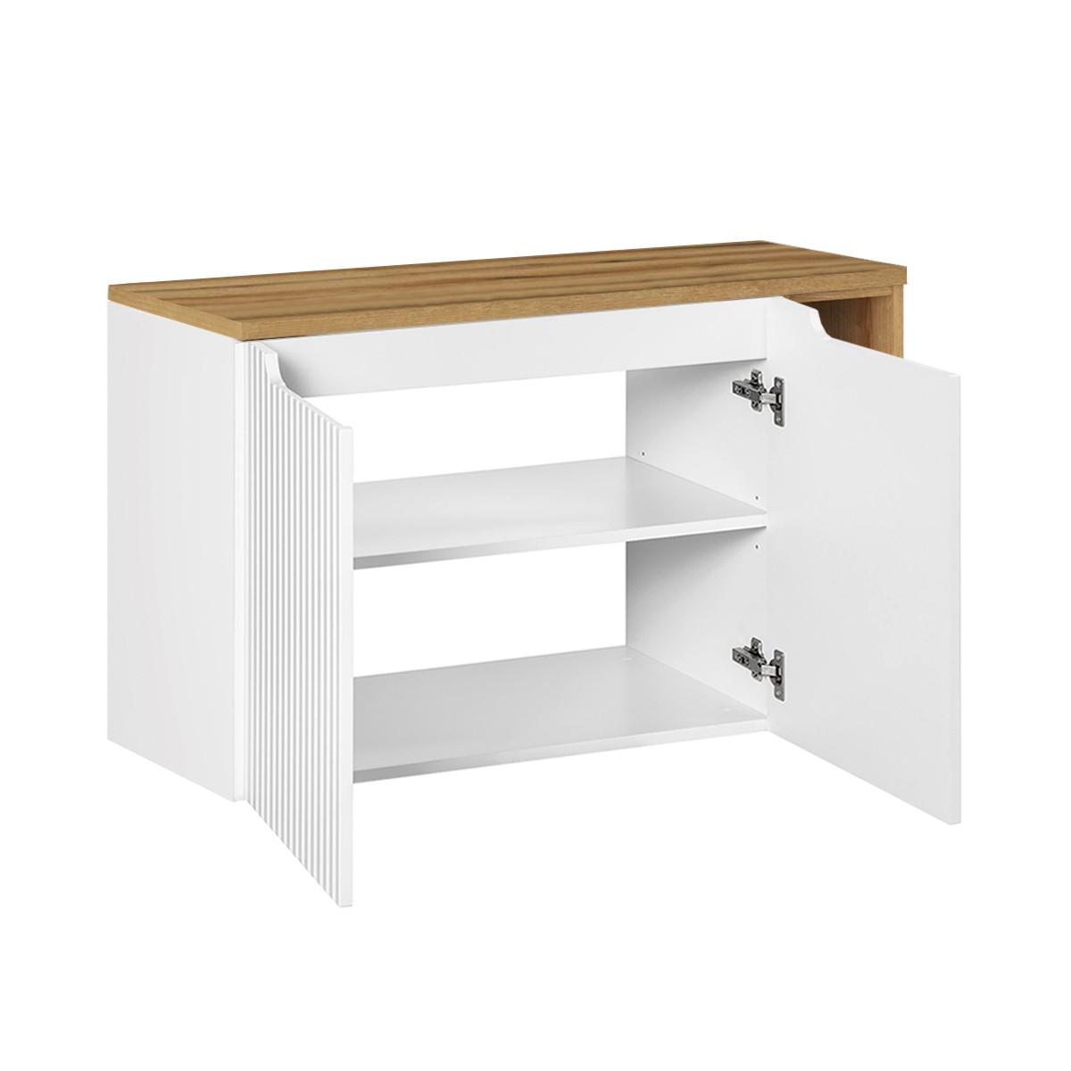 BADMÖBEL 100.4cm Riva 2er-Set Weiß und Holz - Weiß, Holzwerkstoff (100.4/59.5/40cm) - Petits-meubles