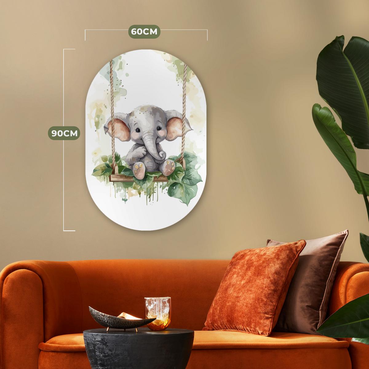WANDBILD Elefant - Tier - Kinder - Dschungel Wanddeko Schlafzimmer 60x90 cm - Hellgrau, Kunststoff (60/90cm) - MuchoWow