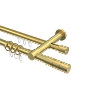 GARDINENSTANGE RUNDROHR-INNENLAUF Platon Elanto 260 cm (geteilt in 2 x 130 cm), 2-läufig, 20 mm Ø Messing-Optik - Messingfarben, Metall (260cm) - INTERDECO