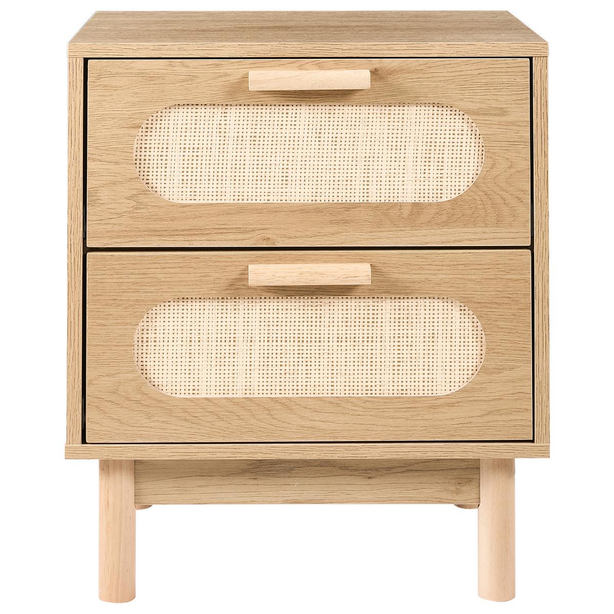 NACHTTISCH mit 2 Schubladen Hellbraun Costello - Hellbraun, Holzwerkstoff (40/48/59cm) - Beliani