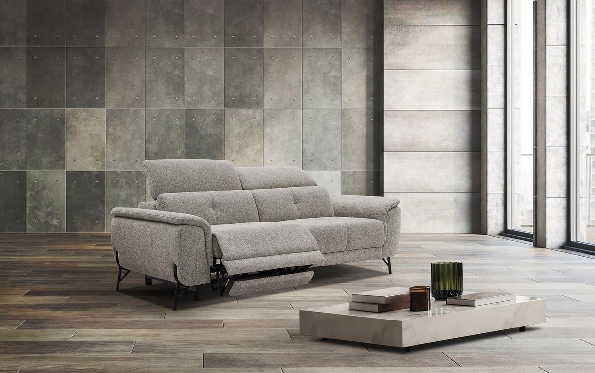 SOFA AVENA 3-Sitzer mit 1 Relaxfunktion, taupe - Taupe, Holzwerkstoff/Textil (204/80/108cm) - Wozimo