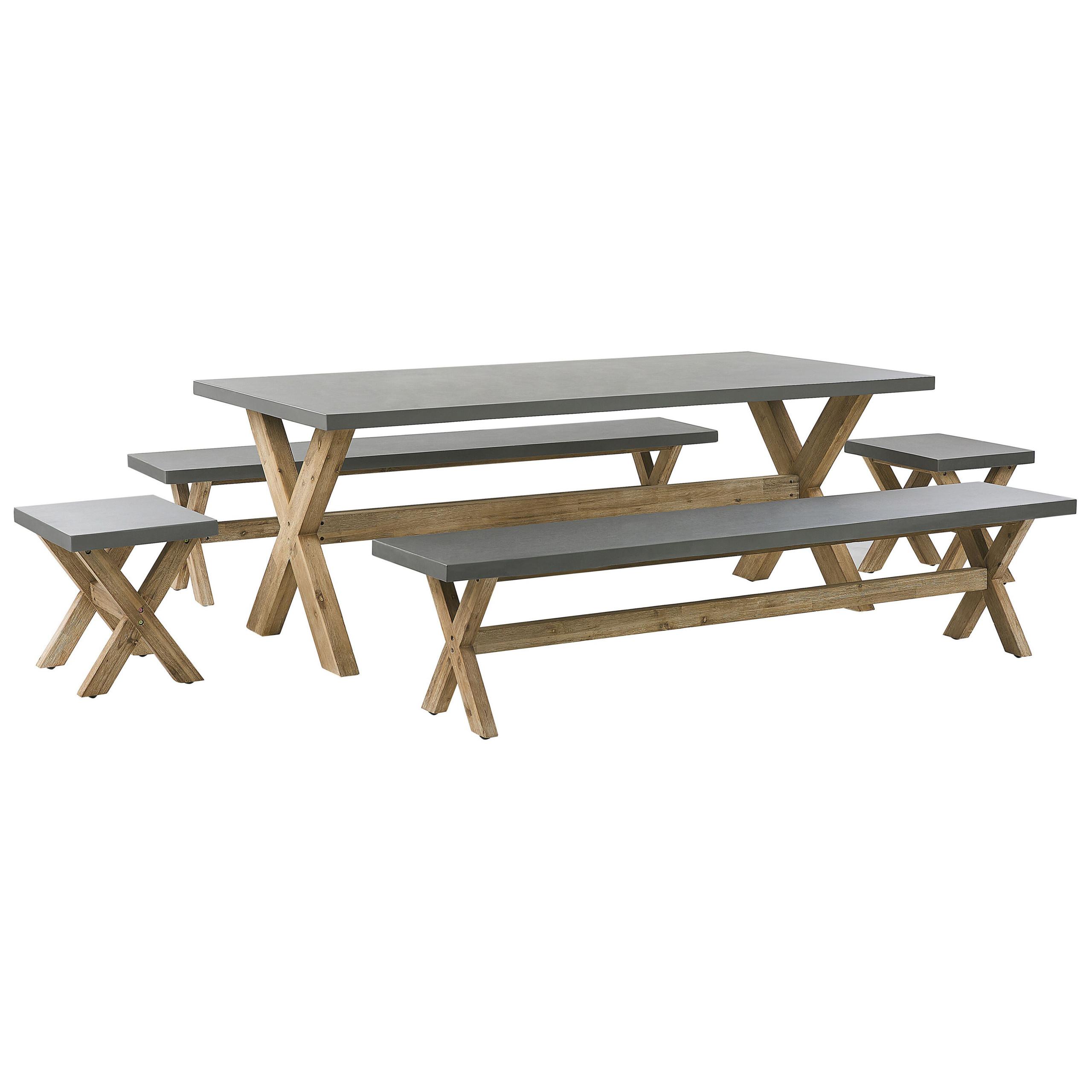 GARTENMÖBEL SET 8-Sitzer Faserzement grau 5-teilig Olbia - Hellbraun/Grau, Stein - Beliani