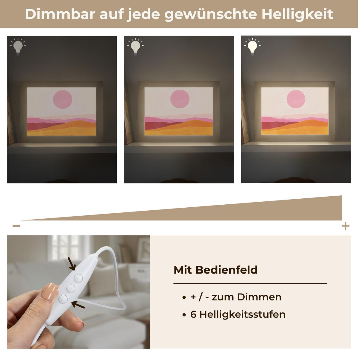 TISCHLEUCHTE Hügel - Orange - Sonne - Abstrakt 20x15 cm - Chromfarben, Holzwerkstoff (8/20/15cm) - OnlyWow