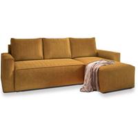 ECKSOFA POTARO Gelb Kordstoff mit Schlaffunktion - Gelb/Grau, Holz/Kunststoff (232/140cm) - MASSENO