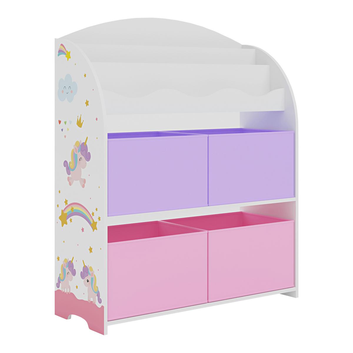 KINDERREGAL Orust - Lila/Weiß, Holzwerkstoff (82.5/97.5/29.5cm) - [en.casa]