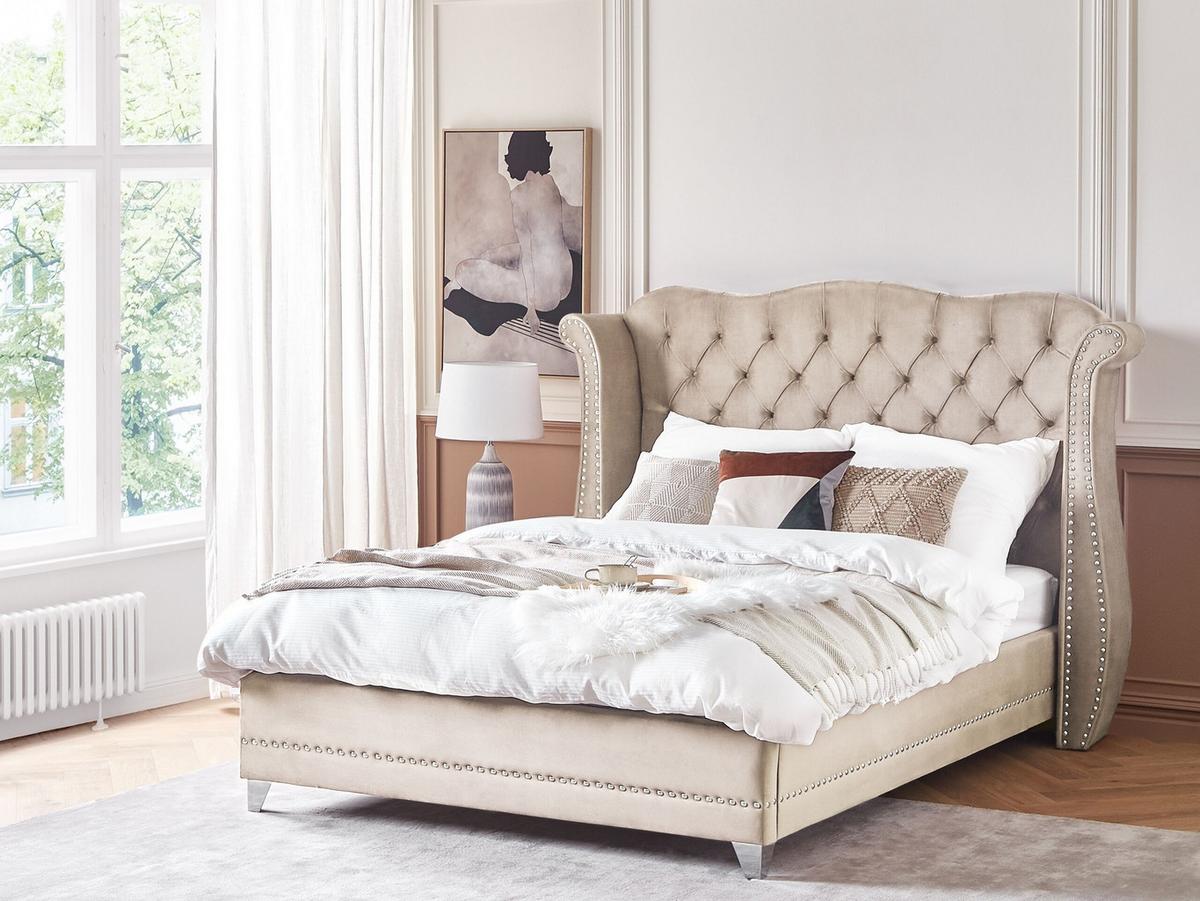 POLSTERBETT 160/200cm Beige Ayette - Beige, Textil (160/200cm) - Beliani