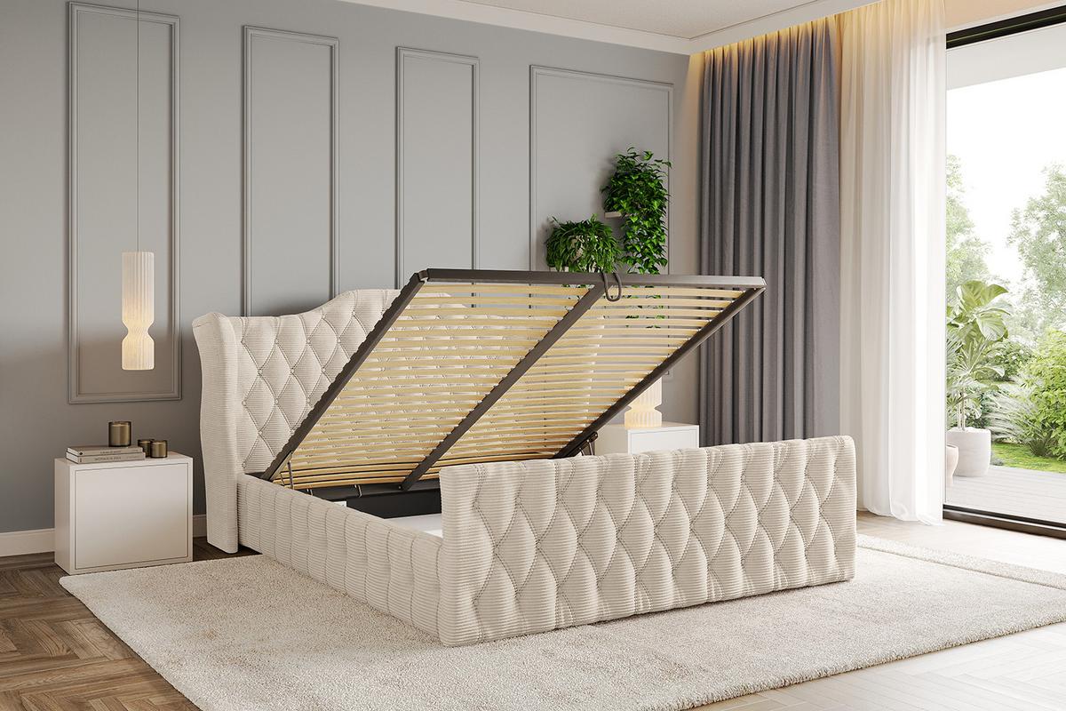 POLSTERBETT mit Bettkasten, Fußteil und Lattenrost, Boxbett ohne Matratze - MODY-Z 120x200 Beige - Creme, Holzwerkstoff/Textil (120/200cm) - ALTDECOR