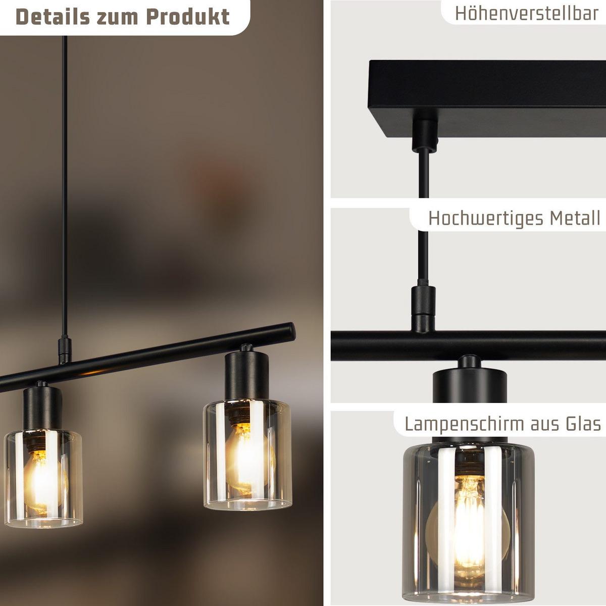 PENDELLEUCHTE Martinetto 30/6/140 cm - Schwarz, Metall (6/30/140cm) - Nettlife