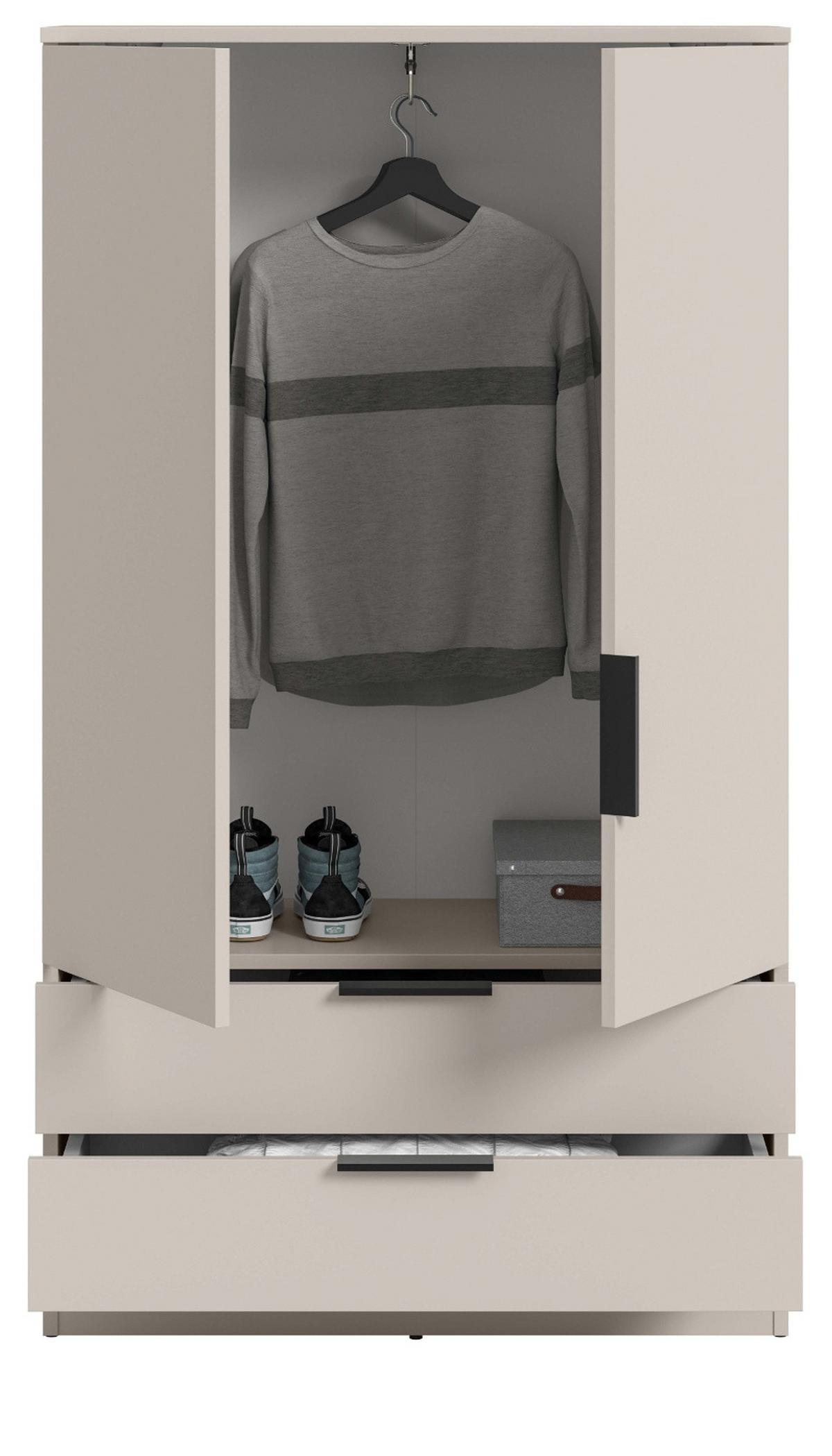 KLEIDERSCHRANK kaschmir 80 x 140 cm, Wäscheschrank 2-türig - Kaschmir/Schwarz, Holzwerkstoff/Kunststoff (80/140/37cm) - Inn.Furn