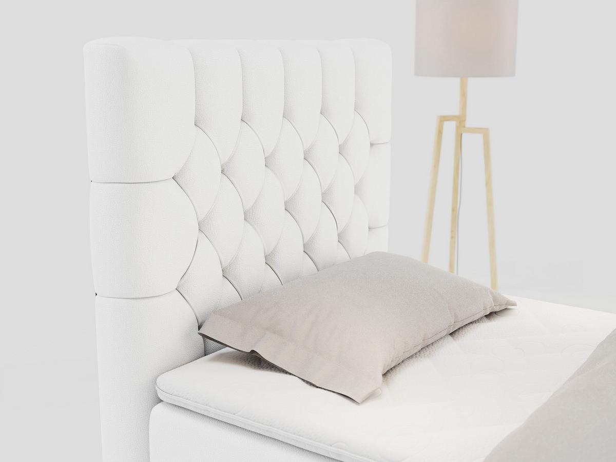 BOXBETT PERA 90/200 Weiß Kunstleder - H4 - Links Seite - Weiß, Holz/Textil (90/200cm) - MKS