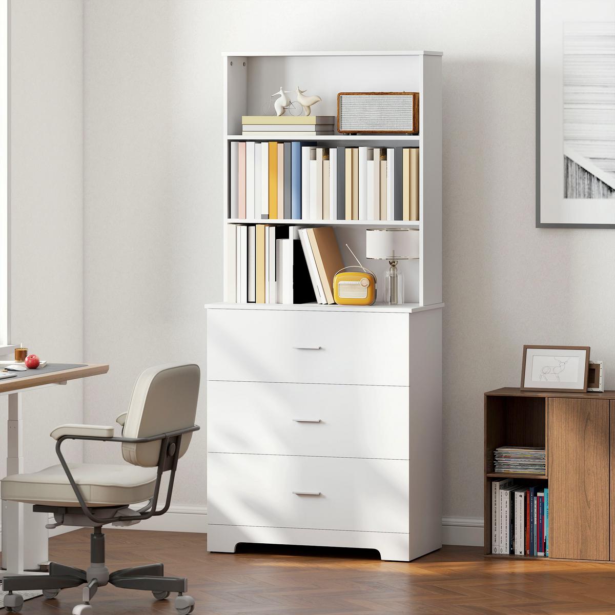 BÜCHERSCHRANK Spanplatte Weiß - Weiß, Holzwerkstoff (39.5/180/79cm) - HOMCOM