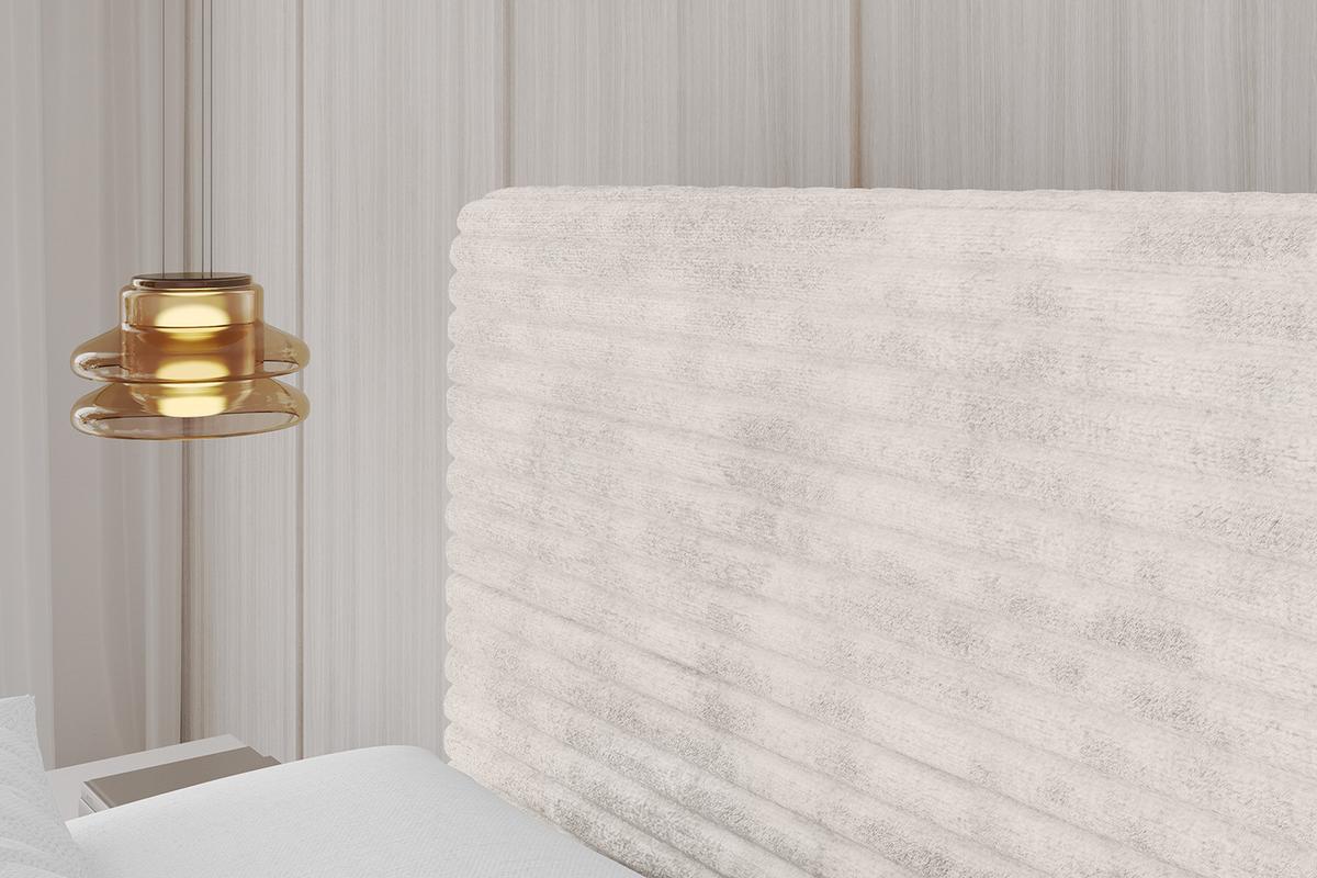 POLSTERBETT mit Bettkasten, Fußteil und Lattenrost, Boxbett ohne Matratze - ALOVA-Z 120x200 Creme - Creme, Holzwerkstoff/Textil (120/200cm) - ALTDECOR