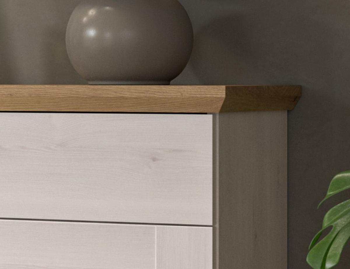 KOMMODE weiß Lärche, Eiche Artisan 95 cm, Sideboard im Landhaus-Stil - Silberfarben/Weiß, Holzwerkstoff/Kunststoff (95/92/39cm) - Inn.Furn
