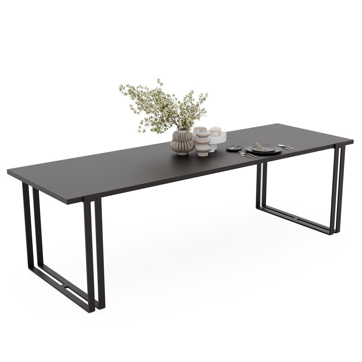 TISCH ausziehbar aus MDF, Schwarz - Schwarz, Holzwerkstoff (160/80/76cm) - Idohome