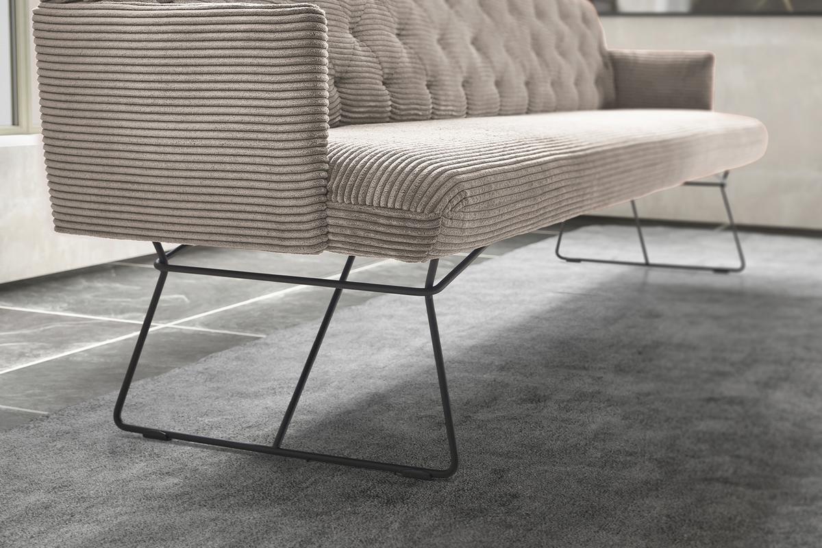 ESSZIMMERBANK CHARME Steingrau Cord - Greige/Grau, Textil (166/85/69cm) - KAWOLA