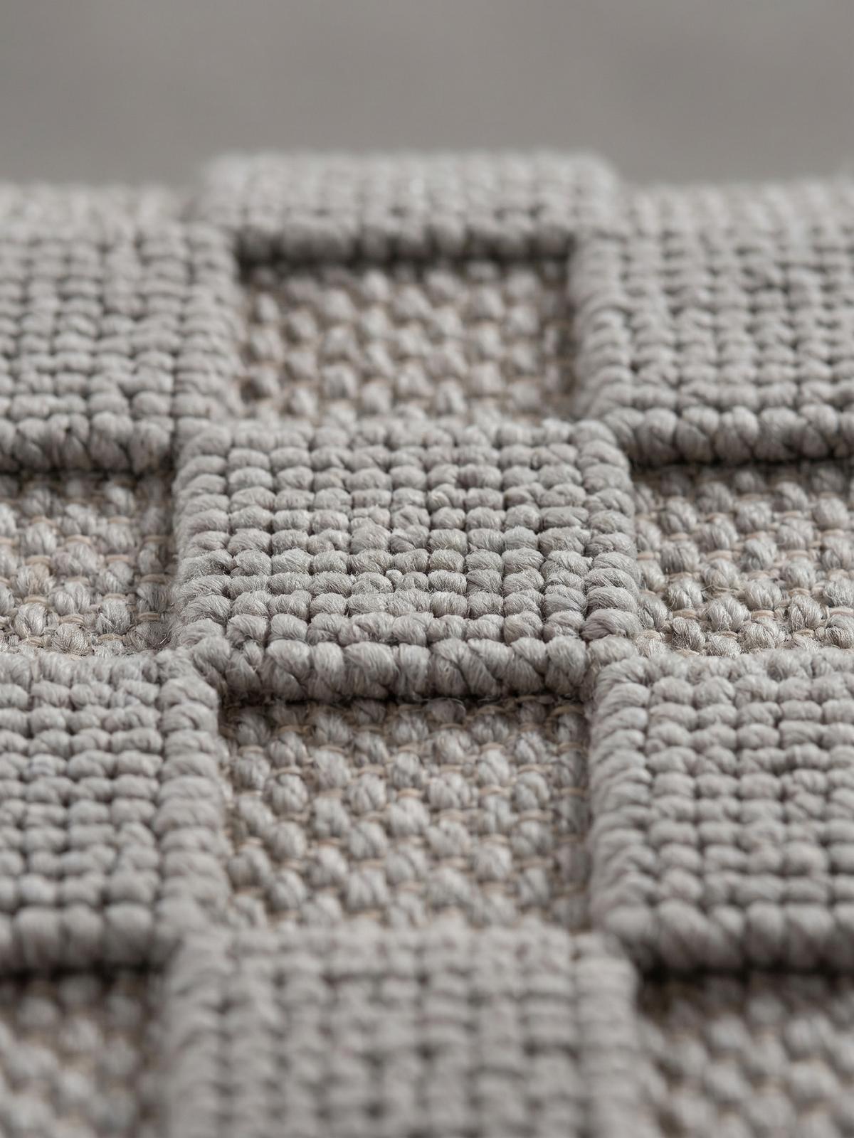 TEPPICH Flachgewebe LANGAU in Silber, mit Schachbrettmuster, 80 x 250 cm - Silberfarben, Textil (80/250cm) - KADIMA DESIGN