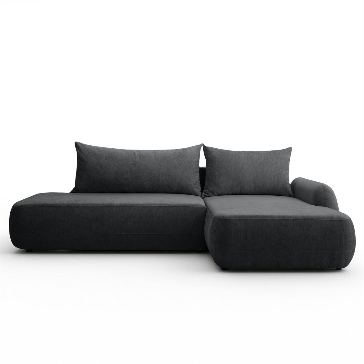 ECKSOFA GOYA mit Schlaffunktion und Bettkasten, Rechte, Perfect Harmony 90 - Graphitfarben, Textil (302/184cm) - Lookway