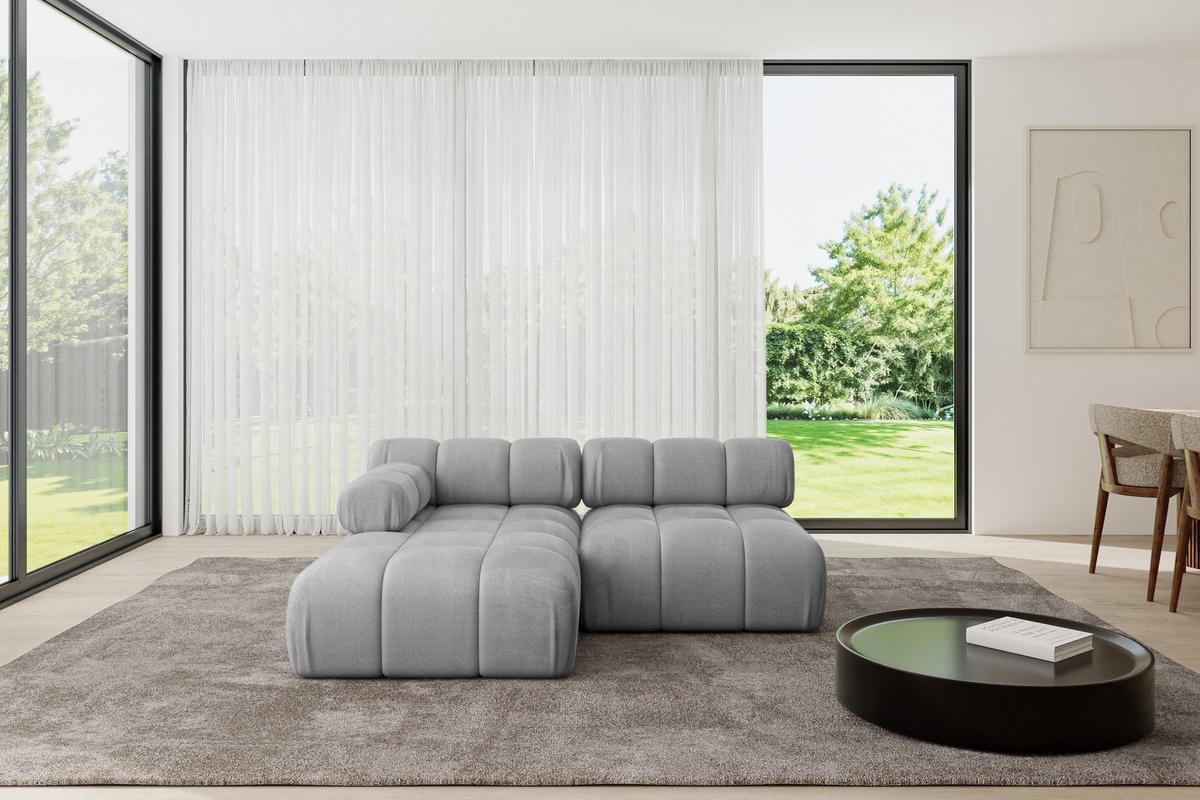 ECKSOFA modulares Sofa Razon-L1 - 190x160x70 cm Hellgrau Velours - Hellgrau, Holzwerkstoff/Textil (190/160cm) - ALTDECOR