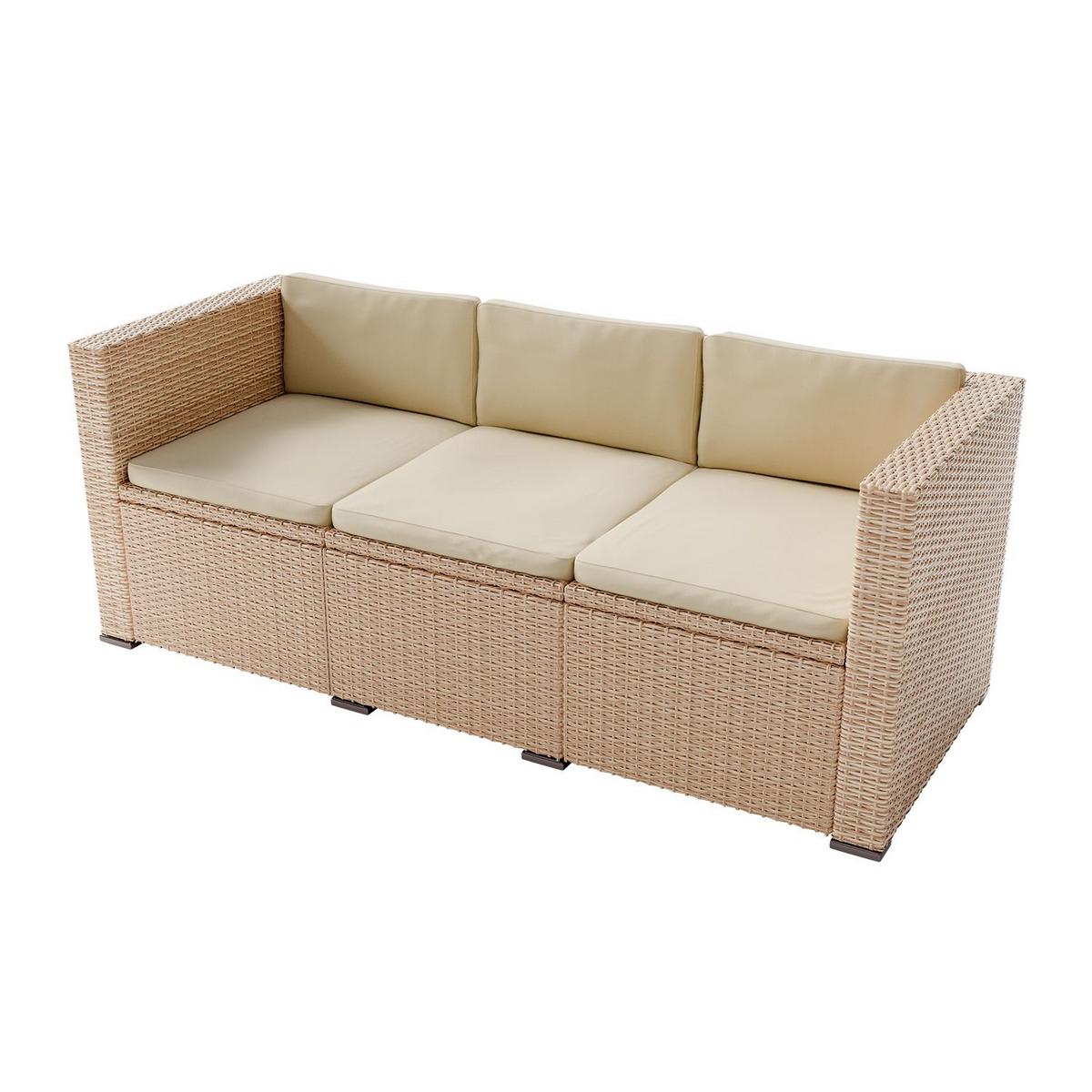 LOUNGEGARNITUR Punta Cana 4-tlg. - Beige/Creme, Kunststoff/Metall - Juskys