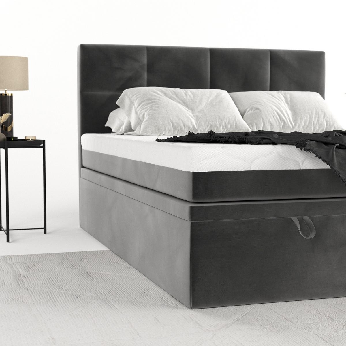 BOXBETT Tessa 200/200 cm Grau im Kronos Stoff - Schwarz/Grau, Holz/Holzwerkstoff (200/200cm) - AltaBeds